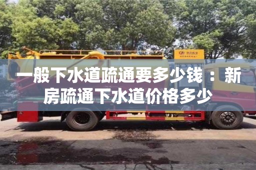武汉一般下水道疏通要多少钱 ：新房疏通下水道价格多少