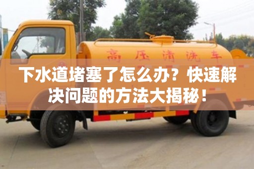 下水道堵塞了怎么办？快速解决问题的方法大揭秘！
