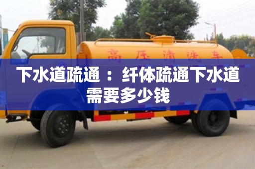 下水道疏通 ：纤体疏通下水道需要多少钱