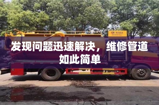 发现问题迅速解决,维修管道如此简单 发现问题迅速解决,维修管道如此简单