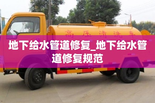 地下给水管道修复_地下给水管道修复规范