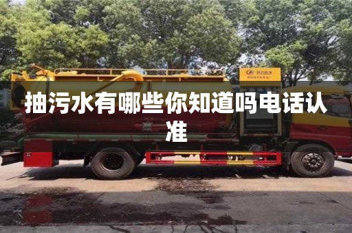 抽污水有哪些你知道吗电话认准