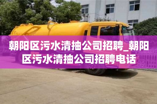 朝阳区污水清抽公司招聘_朝阳区污水清抽公司招聘电话