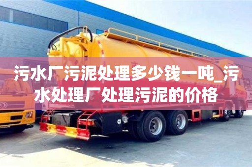 北京污水厂污泥处理多少钱一吨_污水处理厂处理污泥的价格