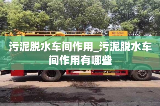 污泥脱水车间作用_污泥脱水车间作用有哪些