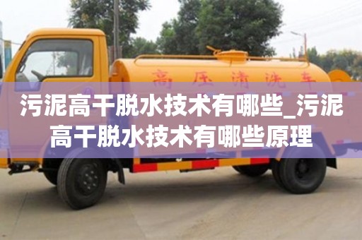 污泥高干脱水技术有哪些_污泥高干脱水技术有哪些原理