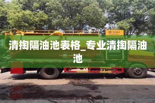 绍兴清掏隔油池表格_专业清掏隔油池
