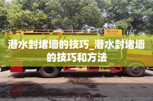 潜水封堵墙的技巧_潜水封堵墙的技巧和方法