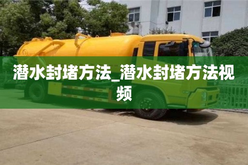 潜水封堵方法_潜水封堵方法视频