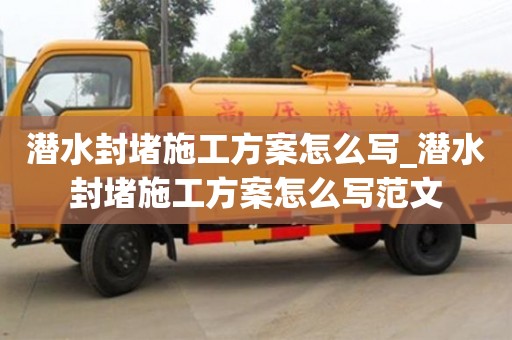 潜水封堵施工方案怎么写_潜水封堵施工方案怎么写范文