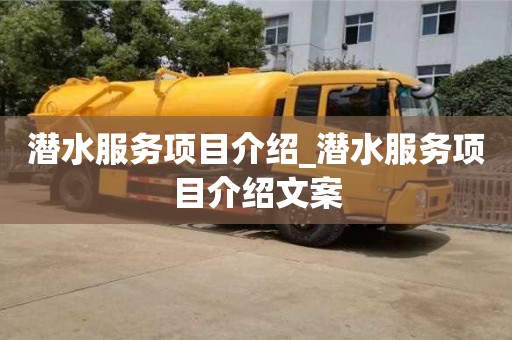 潜水服务项目介绍_潜水服务项目介绍文案