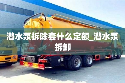 潜水泵拆除套什么定额_潜水泵拆卸