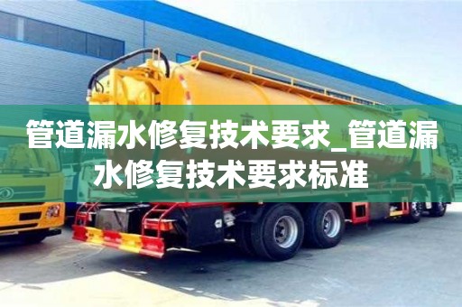 管道漏水修复技术要求_管道漏水修复技术要求标准