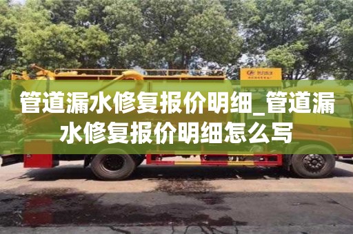管道漏水修复报价明细_管道漏水修复报价明细怎么写