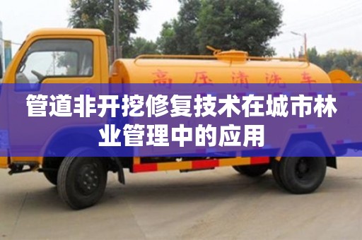 武汉管道非开挖修复技术在城市林业管理中的应用