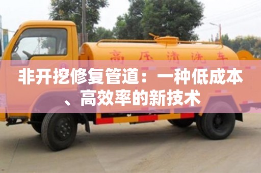 石家庄非开挖修复管道：一种低成本、高效率的新技术